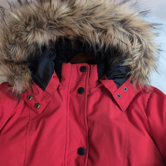 Alpinetek Short Down Red Fur-Trimmed Jacket - Picture 7 of 14